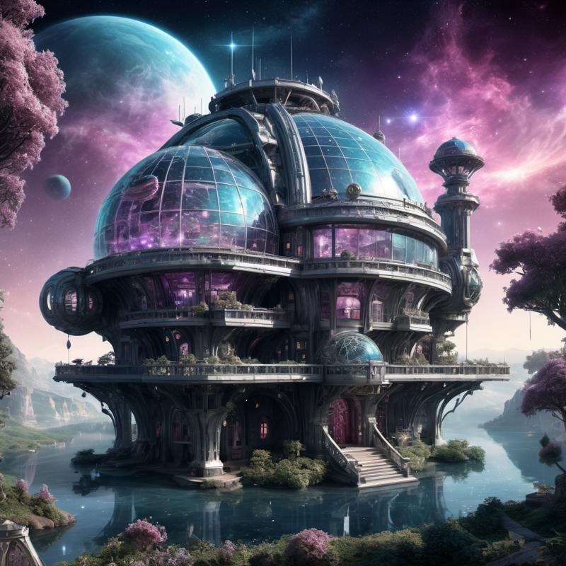 00088-[number]-4241592424-((best quality)), ((masterpiece)), ((realistic,digital art)), (hyper detailed),Space Station, villa made of Gleaming Twinkling A.png